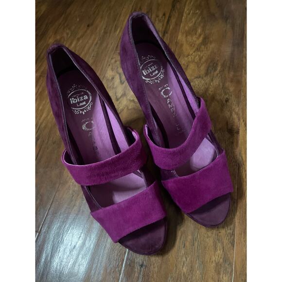 Vintage Y2K JEFFREY CAMPBELL Blink Suede Heels Shoes Purple Fuchsia 7.5 - Picture 3 of 8